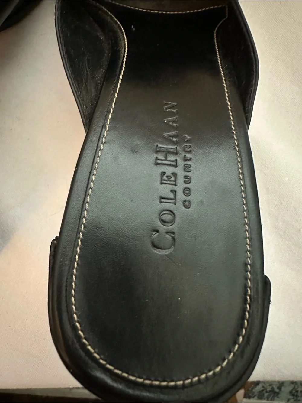 Cole Haan Country Women’s 10B Black Leather Penny Loafer Mule Block Heel Shoes